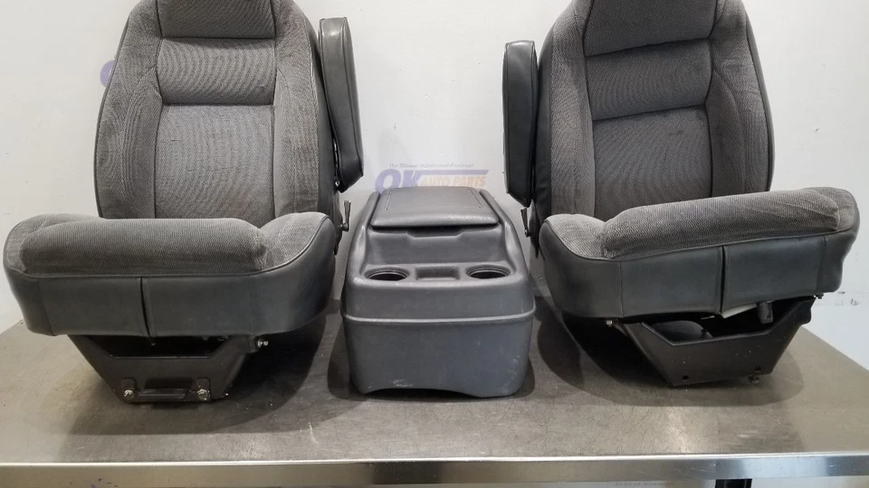 1993 DODGE W350 PICKUP FRONT SEAT SET CONSOLE GRAY CLOTH MANUAL EXTENDED CAB Foto 4 de 4