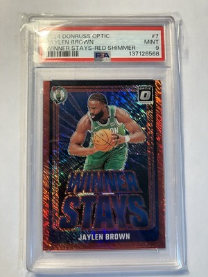 2024-25 Panini Donruss Optic - Winner Stays Jaylen Brown #7 Red Shimmer /75