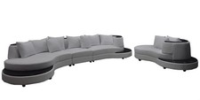 Wohn Design Couch Rund Ecksofa Polster Runde Sitzgarnitur Zimmer Landschaft USB