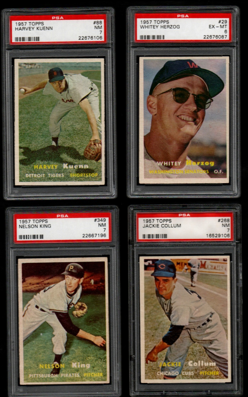Whitey Herzog #29 1957 Topps Baseball Card Graded PSA 6 - ONE CARD ONLY