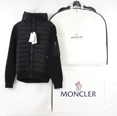 Moncler Padded Zip-Up Cardigan W/ Down Filled Front In Black - Men's Size Medium