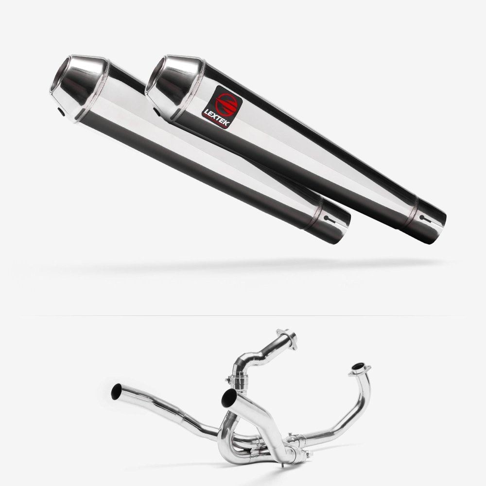 Lextek AC1 Polished Classic Exhaust System 350mm for SUZUKI SV1000 (03-07)