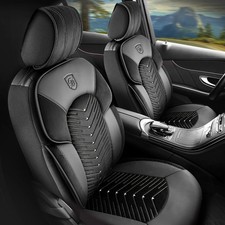 Sitzbezüge passend für Volvo V40 in Schwarz-Grau mit Rückentasche