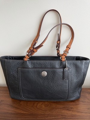 Coach Vintage Black Pebbled Leather Chelsea Bag With Brown Straps