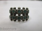 VINTAGE ZUNI INDIAN PETIT POINT GREEN TURQUOISE NEEDLEPOINT ROW RING STERLING — photo 2