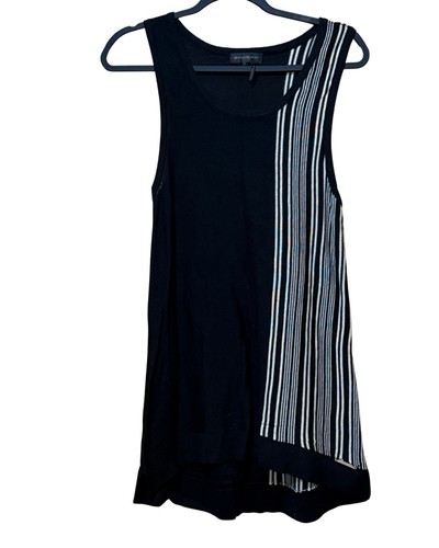 DKNY Donna Karan Etuikleid Gr. M schwarz weiß asymmetrisch gestreift Tank - Bild 2 von 9