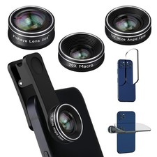 3-in-1 Universal Smartphone Camera Lens Kit 198 Fisheye 120 Wide 20x Macro