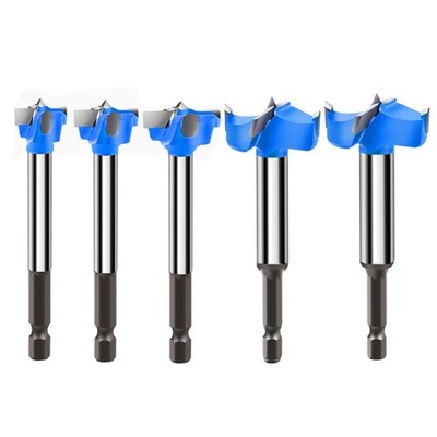 5pcs Forstner Drill Bit Set Tungsten Carbide Wood Hole Cutter Hex Shank 5/8-1 