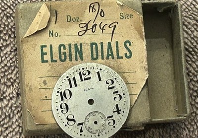 Vintage NOS Elgin Watch Dial Arabic Numerals Sub Seconds Original Parts Box