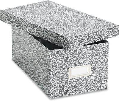 40589 Reinforced Board Card File, Lift-Off Cover, Holds 1,200 4 X 6 Cards, Black