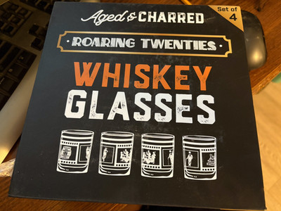 Aged & Charred Roaring Twenties Whiskey Glasses Set Of 4 New