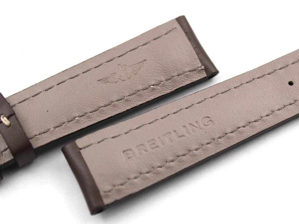 Correa de reloj Breitling Chronomat cuero marrón 20/18 mm hebilla púa repuesto Foto 4 de 4
