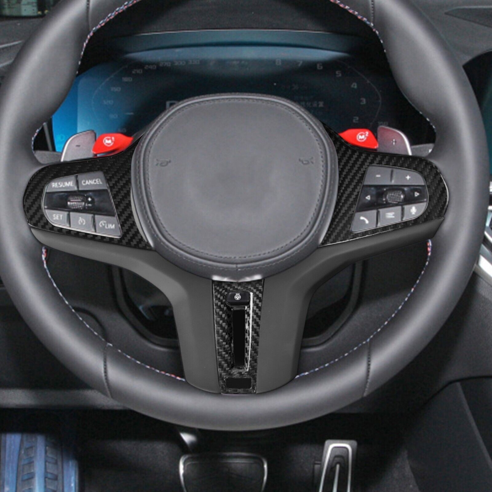 1xReal Carbon Fiber Steering Wheel Cover For BMW X3M X4M X5M X6M F95 F96 F97 F98