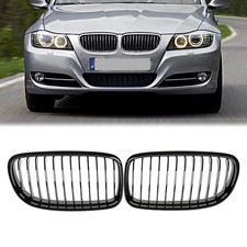 2X Nieren Grill Kühlergrill für BMW 3er E90 E91 08-12 GLANZ SCHWARZ Einzelsteg
