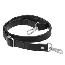 51 Inch Adjustable Leather Purse Strap with Silver Hardware Black