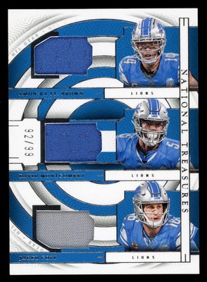 AMON-RA ST. BROWN JARED GOFF MONTGOMERY 2024 National Treasures Triple Patch /99