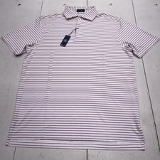 Turtleson Polo Shirt Mens Medium White Purple Stripe Performance Golf Stretch