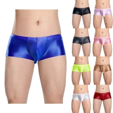 Mens Shorts Adult Boxer Briefs Sexy Pants Sissy Thong Breathable Underwear Oil
