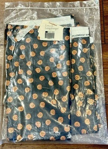 Longaberger Fabric: 73" X 54" Yardage, Two 5" X 27" Strips, & Two Bows JOL Pmpkn