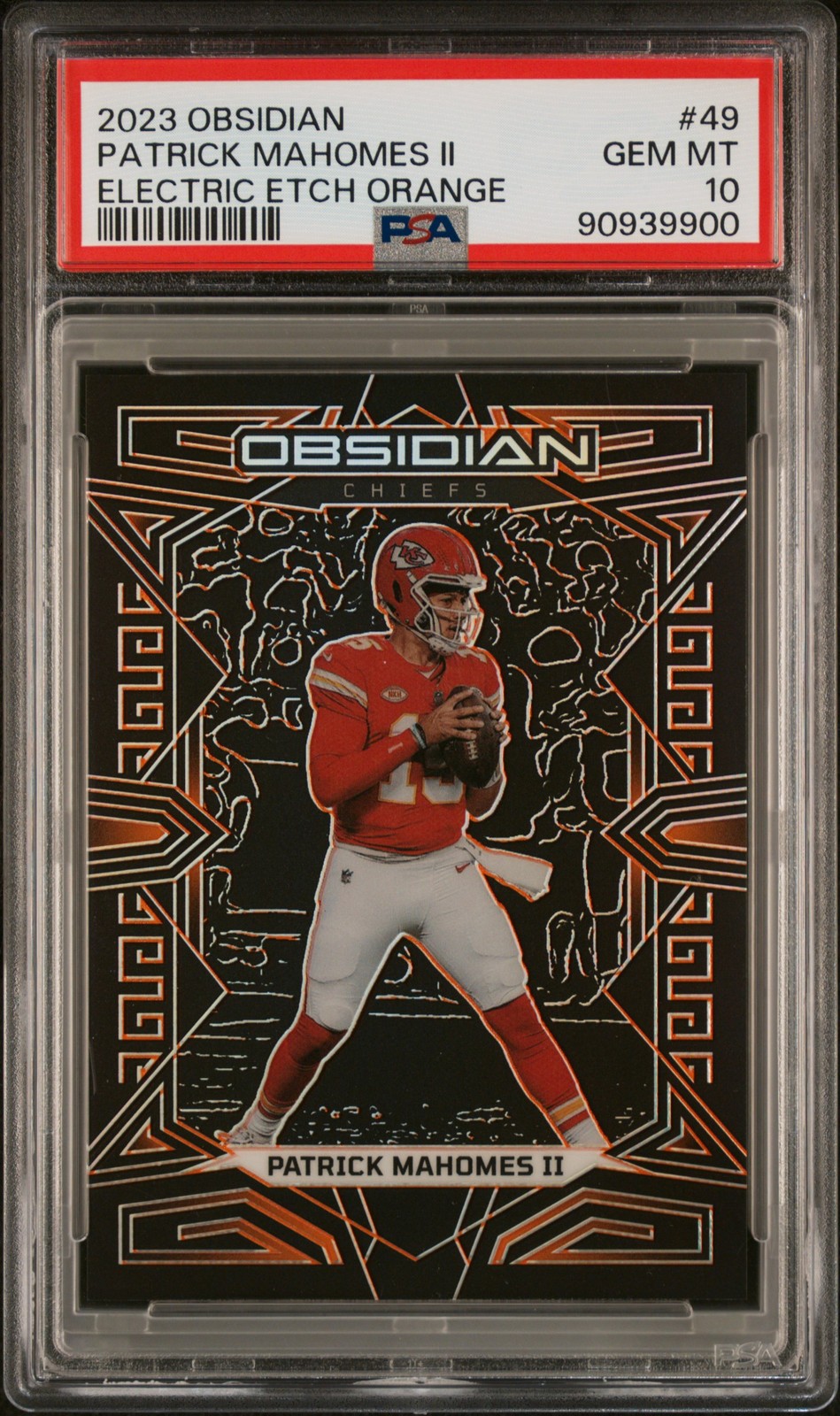 2023 Panini Obsidian #49 Patrick Mahomes Electric Etch Orange PSA 10 /49