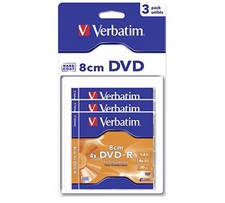 Image of 3 x Verbatim DVD-R 8cm x4 Speed Matt Silver Hardcoated 1.4GB For Camcorder