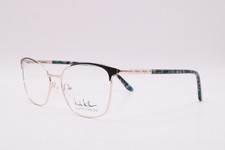 NEW NICOLE MILLER YOURFIT HEWES C01 GOLD BLACK BLUE AUTHENTIC EYEGLASSES 58-17