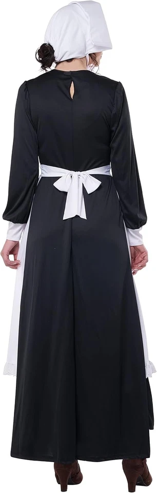 Disfraces California Mujer Peregrina Adulto Grande, Negro, Blanco  Foto 4 de 4
