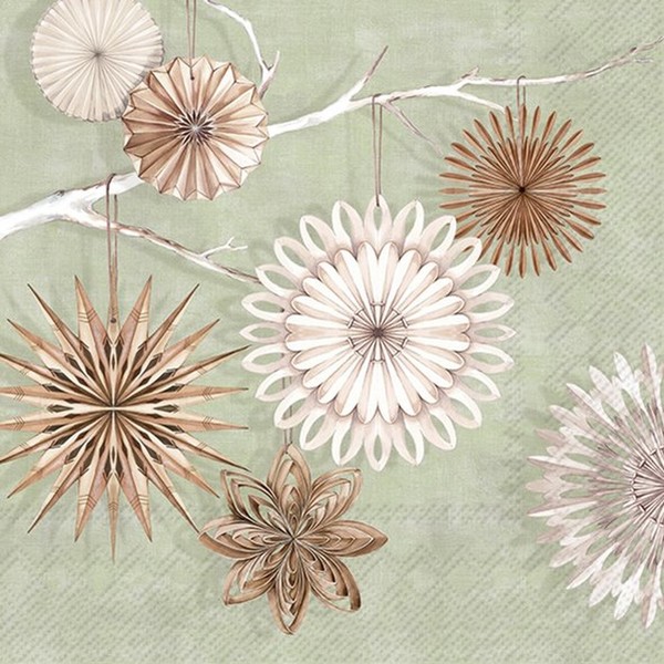 IHR Servietten Paper Stars Light| Green | 33 X 33 Cm | 3 Lagig | 20 Servietten-image