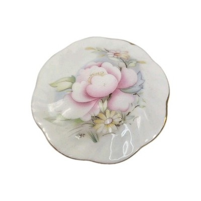 1988 Summit Collection Pink Rose Porcelain Trinket Box Vintage Lidded Jewelry