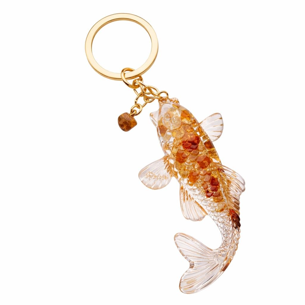 Fish Keychain – Lucky Keychains Bag Charms for Women with Crystal Clear Gold ...