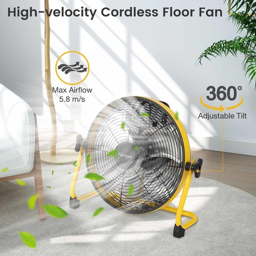 12'' Portable Battery Operated Fan, 20000 mAh Cordless Rechargeable Floor Cam... - Picture 3 of 7