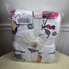 Vintage New Berkshire Peanuts Gang White Plush Velvet Soft Throw Blanket