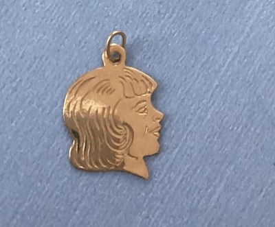 14k Gold 1950 s Vintage Girls Head Charm