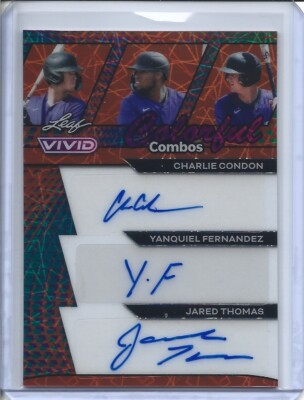 2024 Leaf Vivid Charlie Condon Y. Fernandez J. Thomas Triple Auto 1/1 ONE OF ONE