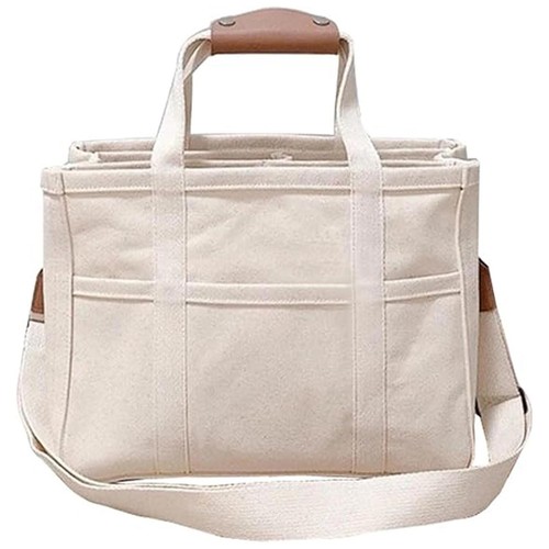 Moonelo Everything Tote Bag, Multi Pocket Canvas Tote Bag with Compartments NEW - Picture 14 of 14
