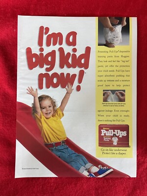 Vintage 1991 Huggies Pull Ups Training Pants Diapers Print Ad I m A Big Kid Now