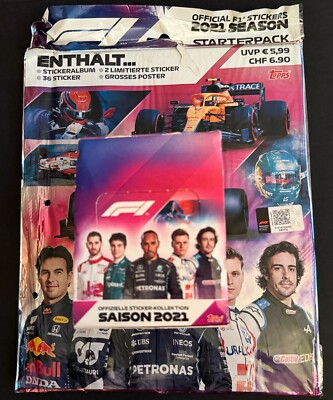 F1 Formula 1 Official Stickers 2021 Season Starter Pack New Album + 50 Bag Topps