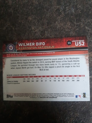 2015 Topps Updated Series Rookie Wilmer Difo RC Card# US2 - Picture 2 of 2