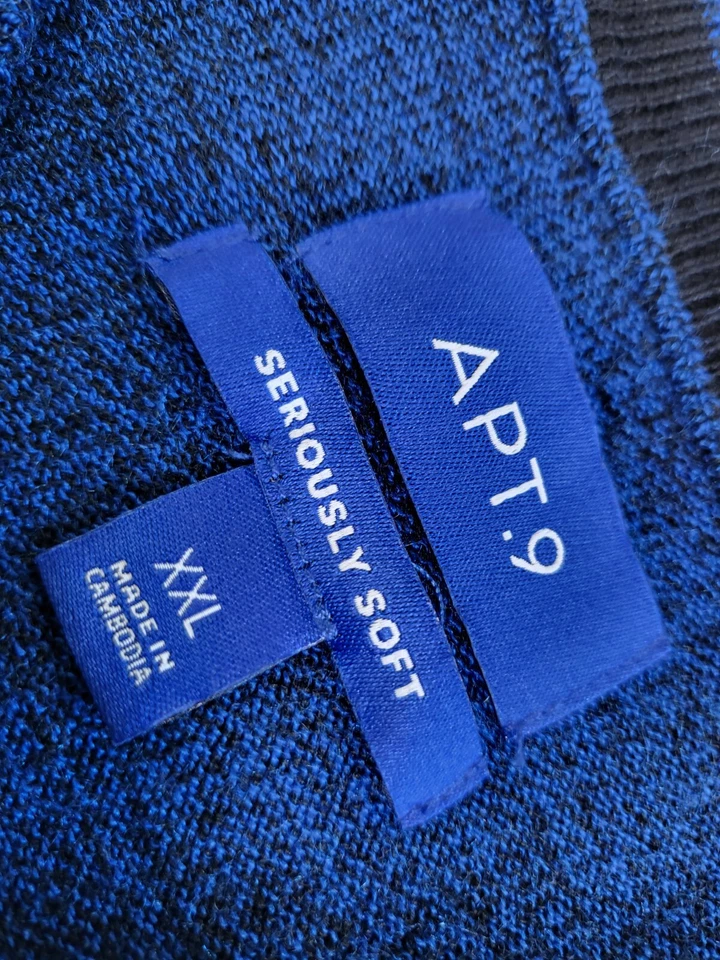 Apt 9 Mens Sweater Merino Wool Blend XXL Pullover Seriously Soft Heathered Blue - Image 4 of 4