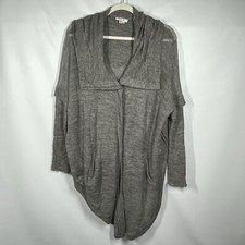 Helmut Lang Alpaca Blend Cardigan Women's L Bare Boucle Gauzy Hooded Cowl Neck