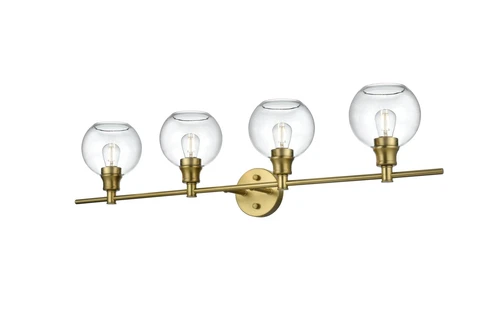 Living District Collier 4 Light Satin Gold And Clear Glass Wall Sconce - Picture 3 of 8