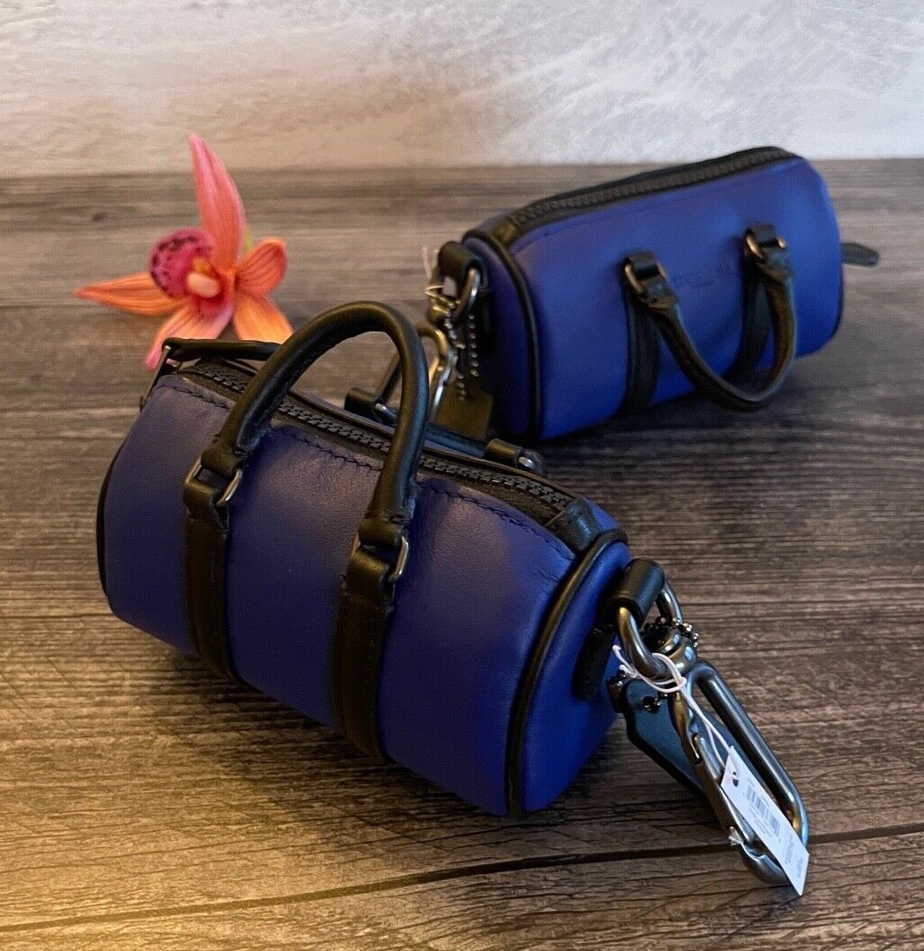 NEW AUTHENTIC COACH SPORT BLUE LEATHER MICRO VENTURER DUFFLE KEY