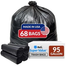 Reli. 95 Gallon Trash Bags Heavy Duty | 68 Count Bulk | Made in USA | Large 95