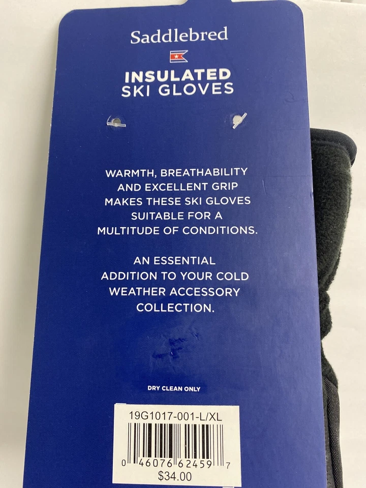Guantes de esquí Saddlebred polar aislados talla L/XL negros al por menor $34 Foto 2 de 3