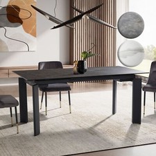 Moderner Esstisch Keramik Glas 180–240 cm ausziehbar Design Tisch in Weiß Dunkel