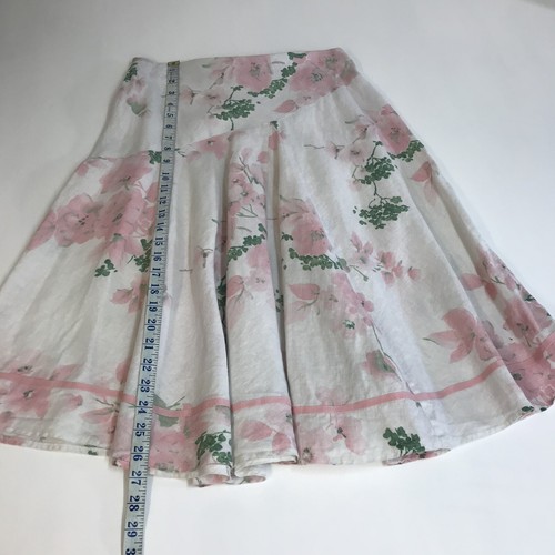 Autograph M&S White Pink Mix Flared Linen Skirt UK 10 EUR 38 US 6 - Picture 5 of 9