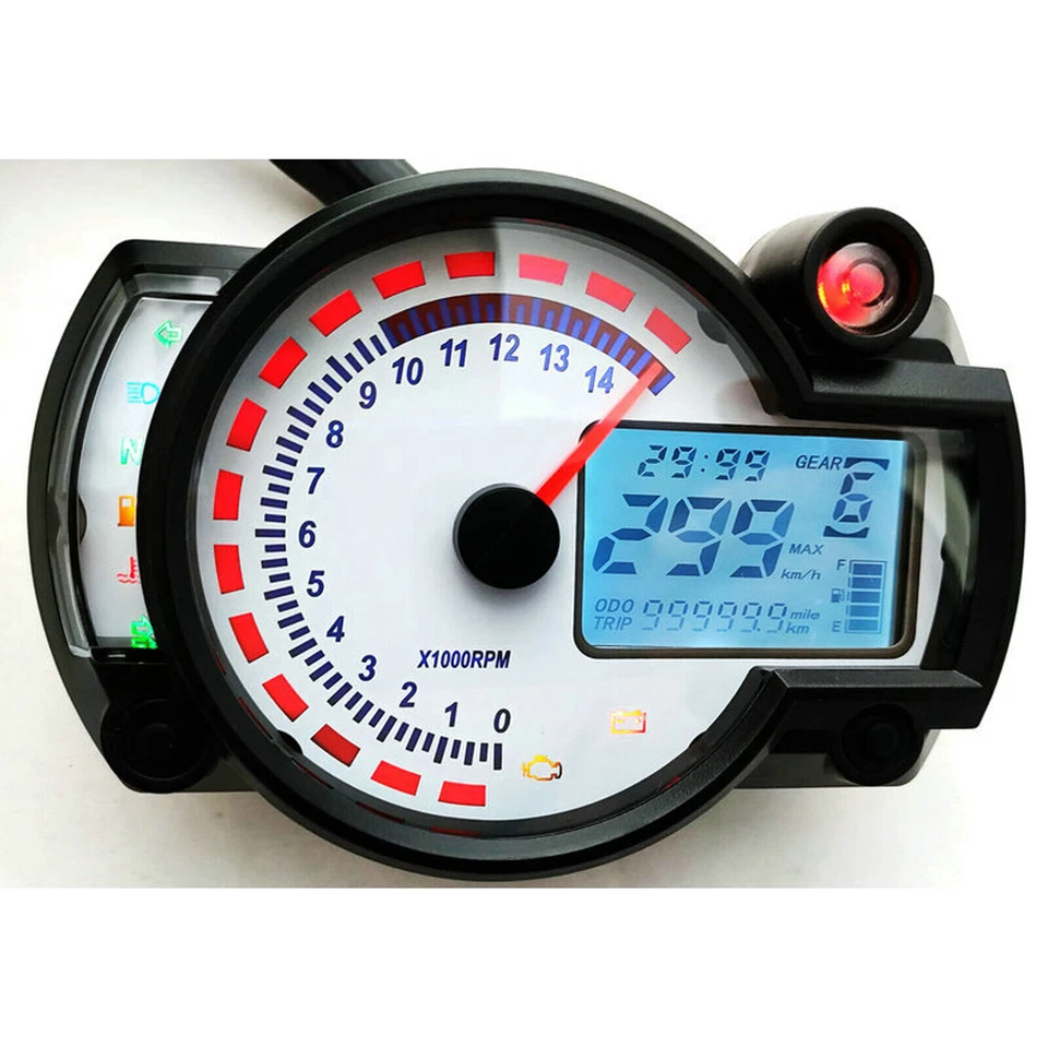 LCD Digital Universal Motorcycle Odometer Speedometer Tachometer Gauge Parts - Image 4 of 4