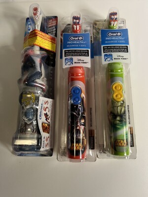 Oral-B Disney Star Wars And Spider-Man Battery Toothbrush Set Of 3 Brand New