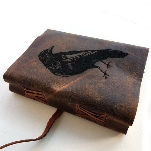 Raven Leather Journal, Free Personalization 5" x 7" Unlined Custom Made - Picture 11 of 12