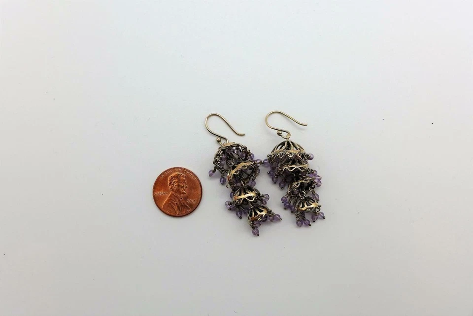 JANE DIAZ 10KT ROSE GOLD AMETHYST CHANDELIER EARRINGS - Image 4 of 4